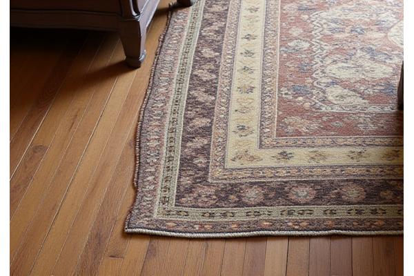 Hand-woven artisan rug with intricate pattern in a classic interior.